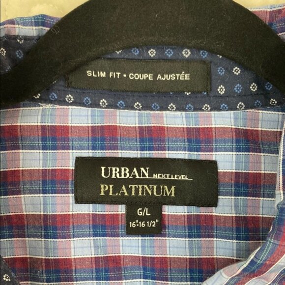 Short Sleeve Button Down Shirt Slim Fit with Blue and Red Gingham Pattern - Picture 4 of 7